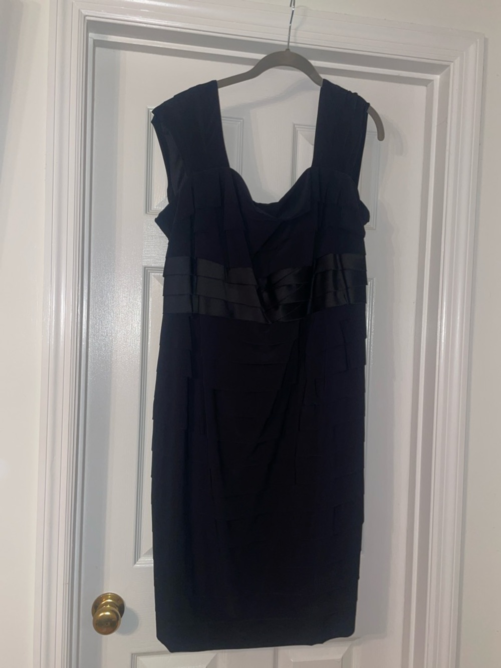 Jones New York Navy Sleeveless Midi Dress with Satin Waistband
